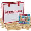 MindWare KEVA Structures 400 Plank Wooden Building Blocks Set - Includes 400 Pine KEVA Planks, Canvas Storage Bag and Full-Color Idea Book view 1