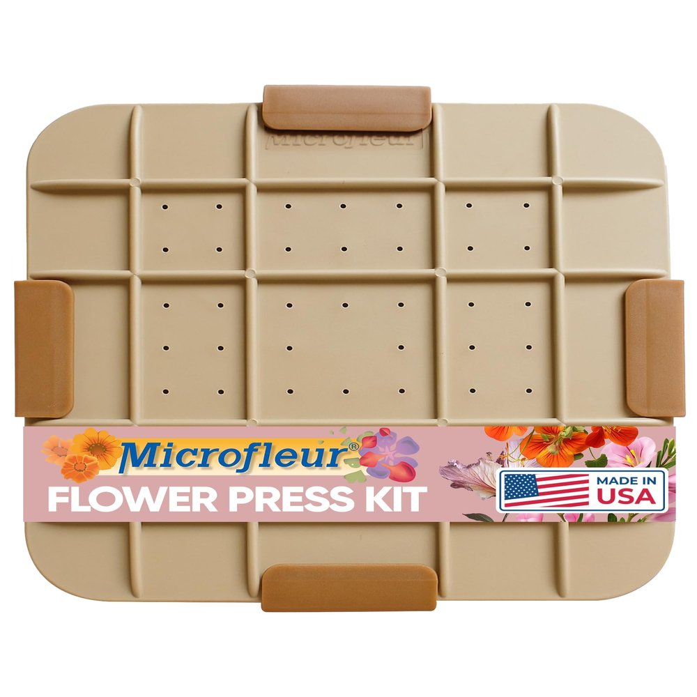 Microfleur Max Art Flower Presser Kit Quick & Easy Pressing with Washable Cloth, Vibrant Color Retention, Fits Most Microwaves, 9" (23 cm)