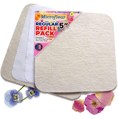 Microfleur - Regular Microwave Flower Press Refill Pack - Floral Art Crafting Accessory, Creative Pressing, DIY Handicrafts Creations for Plant Lovers, Replacement Washable Cotton Liners - 5" (13 cm)