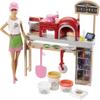 Barbie Careers Playset, Blonde Pizza Chef Doll with Toy Oven & Counter with Sliding Conveyer Belt, Molds, 3 Dough Colors & Accessories view 1