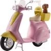 Barbie Toy Scooter with Puppy & Helmet Accessory, Pink & Yellow Moped with Basket, Kickstand & Seat Clip for Doll view 1