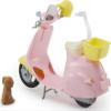 Barbie Toy Scooter with Puppy & Helmet Accessory, Pink & Yellow Moped with Basket, Kickstand & Seat Clip for Doll view 3