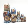 Unique Russian Nesting Dolls Country Girl Hand Carved Hand Painted 5 Piece Set view 1