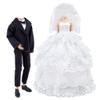 E-TING Wedding Set Beautiful Gown White Bride Dress Clothes with Veil and Groom Business Suit Outfit for DollsDoll Not Included view 1