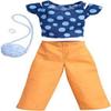 Barbie Fashions Complete Look Blue Polka Dot Top & Peach Pants Set view 1