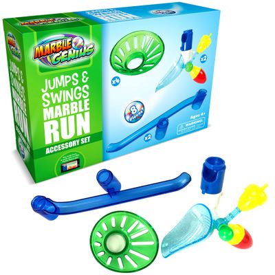 Marble Genius Jumps & Swings, 8pcs Marble Run Accessory Set for Kids Ages 4+, Fun Ultimate Marble Track Race Add-on Kit for Teens STEM