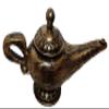 9" Aged Gold Paint Genie Lamp, Sultan, Harem Costume with Opening lid, Reusable view 1
