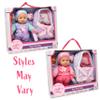 12 Inch Interactive Talking Baby Doll with Bassinet Carrier Bed & Accessories, Doll That Cries Laughs Talks with Pacifier Magic Disappearing Bottle & Take Along Bed with Blanket & Pillow view 3
