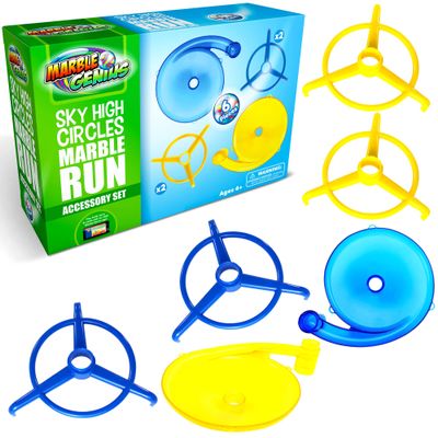 Marble Genius Sky High Circles, 6pcs Marble Run Accessory Set for Kids Ages 4+, Fun Ultimate Gravity-Defying Marble Track Race Add-on Kit for Teens STEM