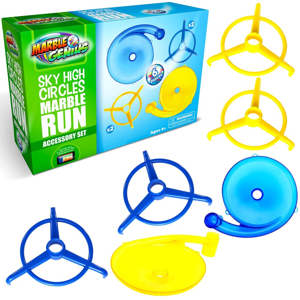 Marble Genius Sky High Circles, 6pcs Marble Run Accessory Set for Kids Ages 4+, Fun Ultimate Gravity-Defying Marble Track Race Add-on Kit for Teens STEM