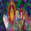 Alice in Las Vegas Psychedelic Poker Pong Table with Cup Holes and Hole Covers view 2