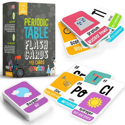 merka Periodic Table Flashcards for Kids - 118 Multicolor Cards, Laminated & Water-Resistant - Element & Chemistry Study Cards for Ages 5+ - STEM Learning Tool