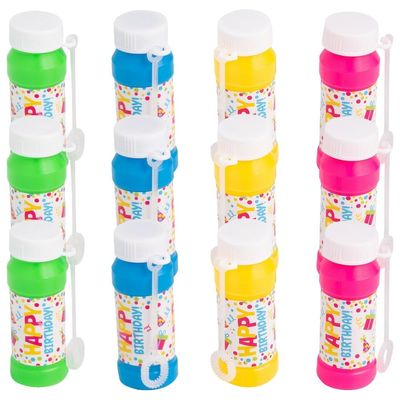 Fun Express Happy Birthday Bubble Bottles - 12 Pieces - Great for Kid Party Supplies and Giveaways