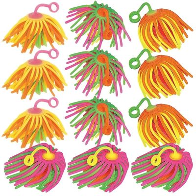 Fun Express Neon Stretchy Noodle Ball Yo Yos Party Favors for Kids 8-12 - Bulk Toys 12 Pack Goodie Bag Stuffers | Bouncy Balls Classroom Prizes Carnival Games, Birthday Party Favor Toys for Boys Girls