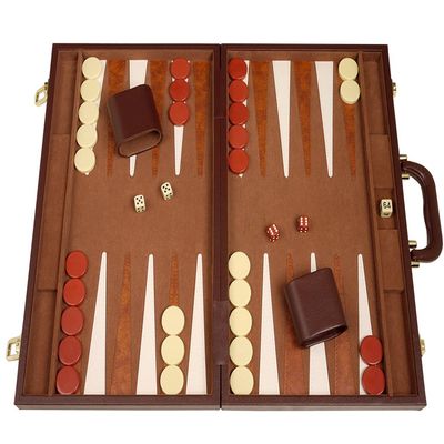 18" Deluxe Backgammon Game Set - Medium Brown Case