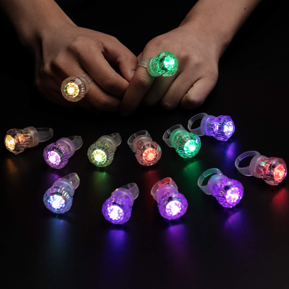 Midafon 60 Pack led Glow Rings Flashing Diamond Light up in The Dark Birthday Party Favors