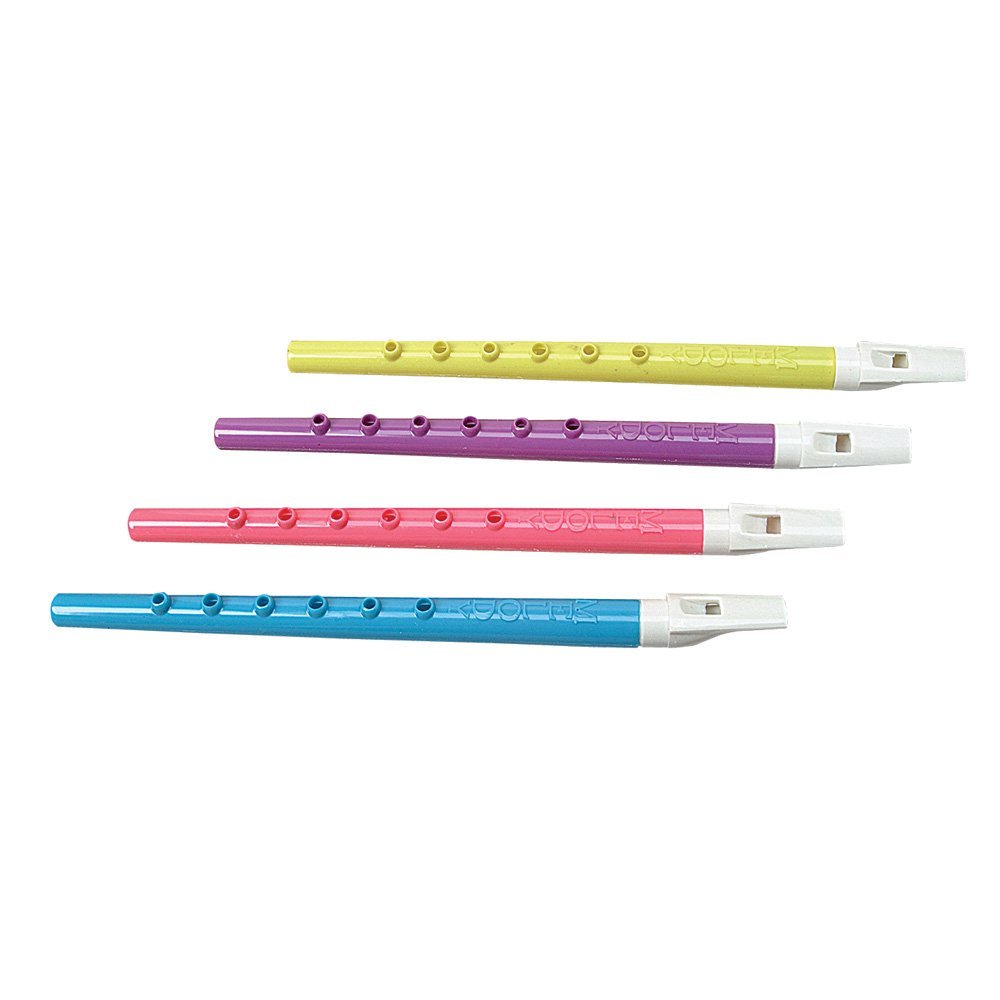 11 Inch Plastic Flutes Assorted Colors One Dozen