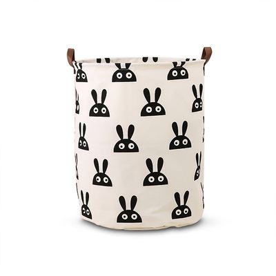 2-Pack Toy Canvas Storage Basket Organizer, Collapsible Laundry Hamper Bucket Burlap Bin For Nursery, Baby, Office, Bedroom, Closet, Laundry (Rabbit)