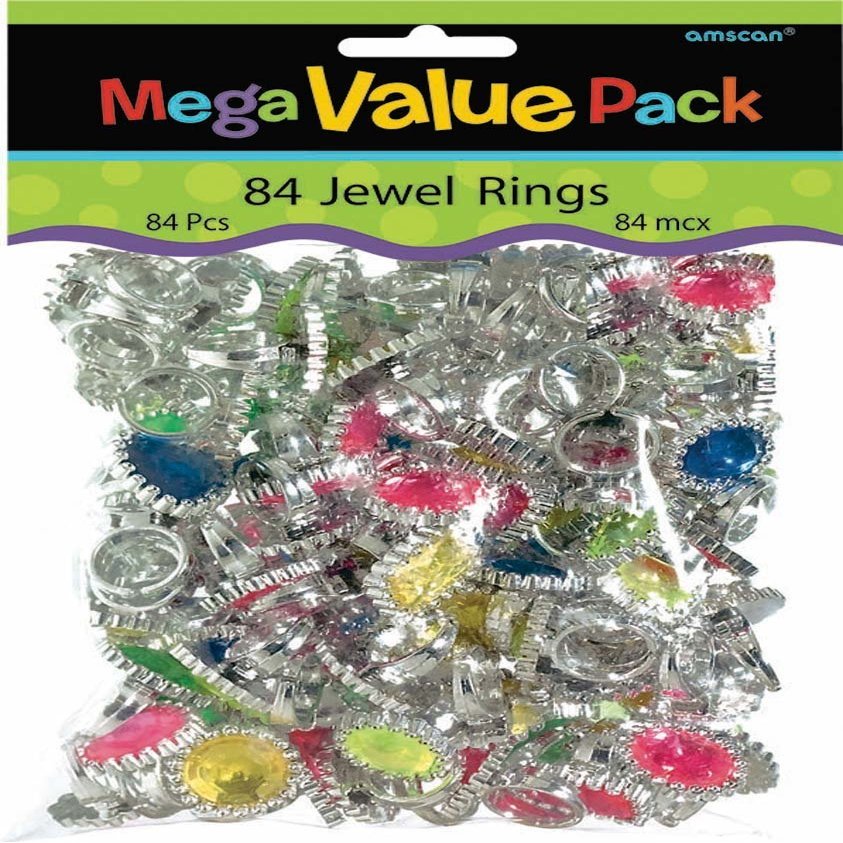Jewel Rings Mega Value Pack Party Favors 84/Pkg AMSCAN 392621