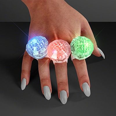 LED Rainbow Light Up Flashing Rave Ring with Light Trails (Set of 25)