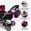 Mommy & Me Babyboo Doll Pram Foldable Doll Stroller with Basket, Convertible Seat, Adjustable Handle, Swiveling Wheels, and Free Carriage Bag (Multi Function) - Hot Pink view 4