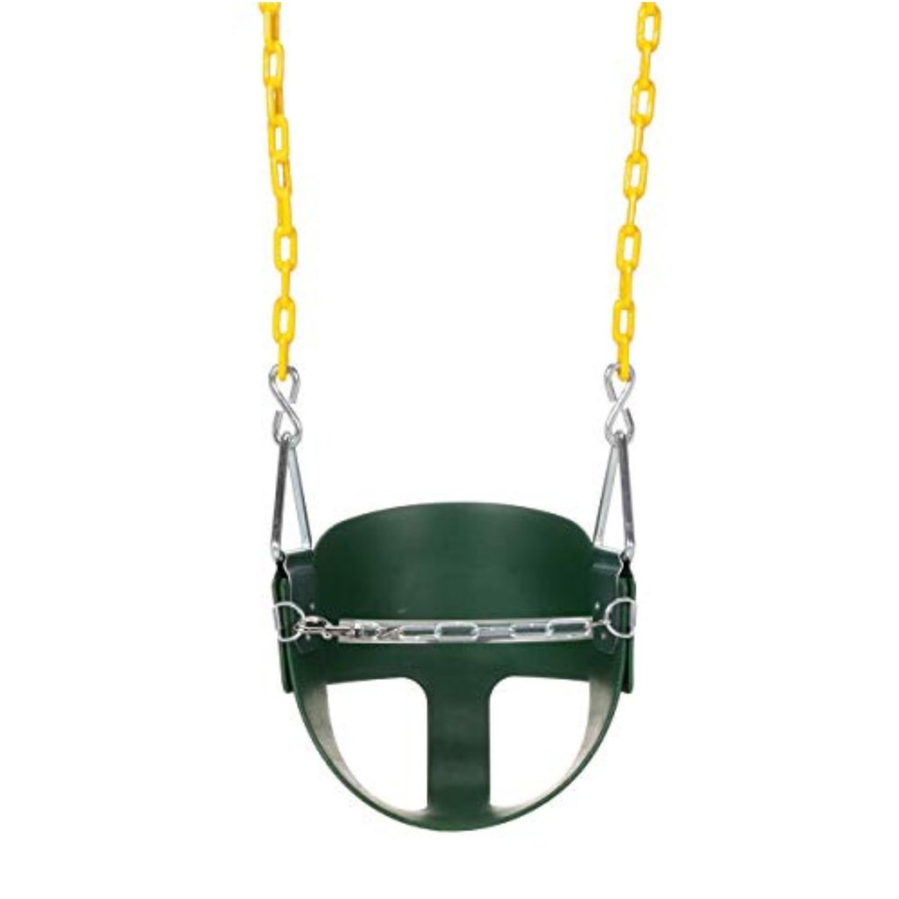 Eastern Jungle Gym Heavy-Duty High Back Half Bucket Toddler Swing Seat with Coated Swing Chains and Safety Strap