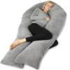 QUEEN ROSE Pregnancy Pillows for Sleeping, U Shaped Body Pillow for Pregnancy, 65 inch Maternity Pillow for Tall Pregnant Women with Gray Velvet Cover view 1