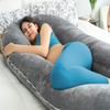 QUEEN ROSE Pregnancy Pillows for Sleeping, U Shaped Body Pillow for Pregnancy, 65 inch Maternity Pillow for Tall Pregnant Women with Gray Velvet Cover view 3