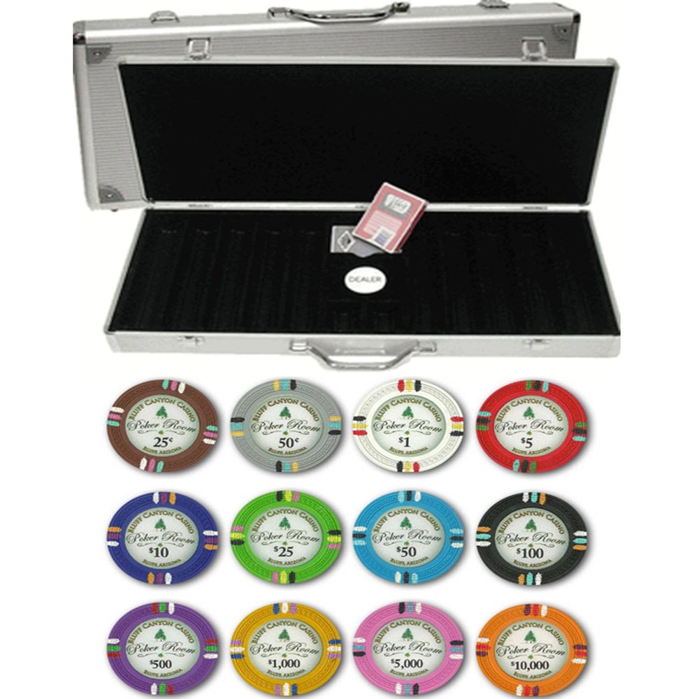 Claysmith Bluff Canyon 14gm 500 Chip Clay Poker Set with Aluminum Case - Choose Chips