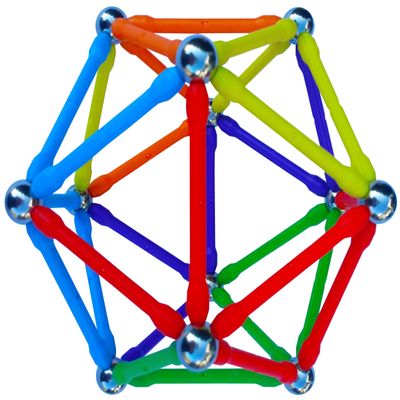 Mega Magz, 130-Piece Magnetic Construction Set - 66 bars and 64 balls