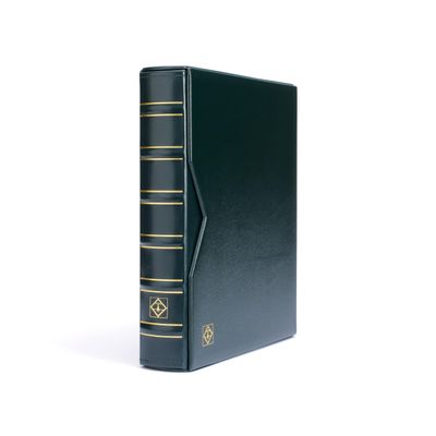 LIGHTHOUSE - Vario Classic Binder - 4-Ring Binder with Padded Leatherette Cover and Slipcase for up to 50 Sheets - Green