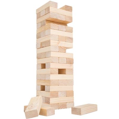 HEY! PLAY! Classic Giant Wooden Tower Blocks Stacking Game with Nylon Carrying Case  Outdoor Yard Games for Adults, Kids, Boys, and Girls