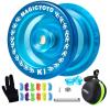 MAGICYOYO K1 Responsive Yoyo Professional, Hubstacks Yo-yo for Kids Beginners Dual Purpose YoYo with Unresponsive Bearing, Storage Bag + 12 Strings +Yo-Yo Glove +2 Yo yo Hubstacks (Crystal Blue) view 1
