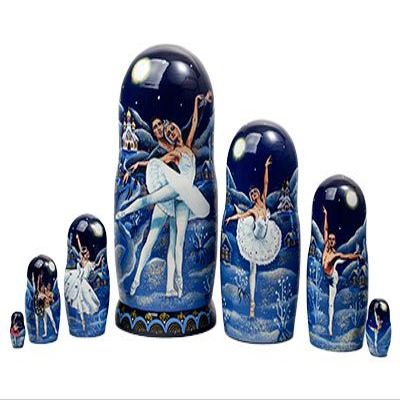 Golden Cockerel Authentic Russian Ballet Swan Lake Nesting Doll 7pc./8" Collectible
