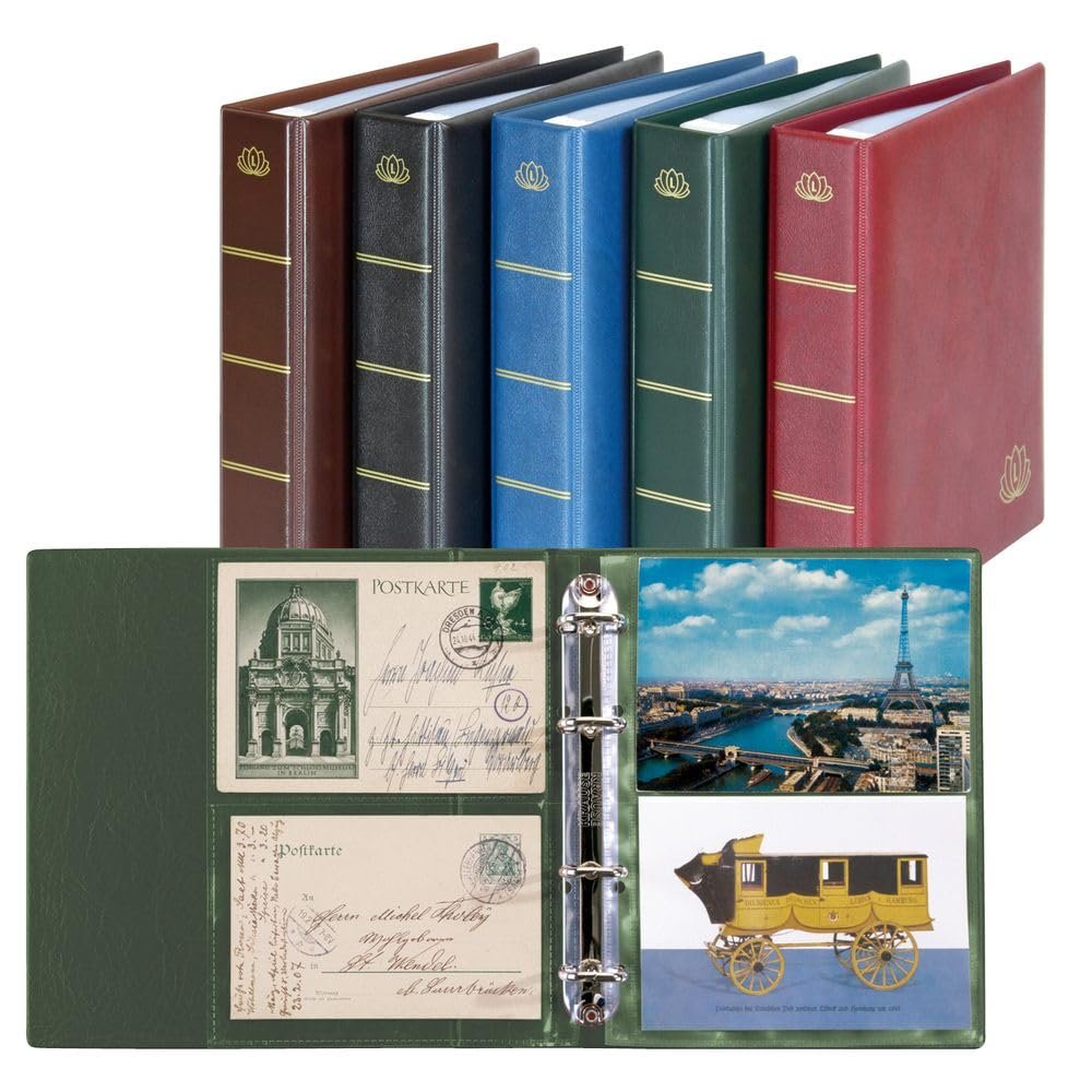 Album pour cartes postales Postcard LOTOS, Vert, avec 50 feuilles (Lindner 5800-G)