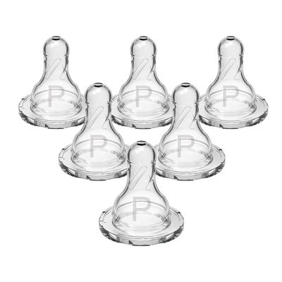 Dr. Browns Natural Flow Preemie Flow Narrow Baby Bottle Silicone Nipple, Slowest Flow, 0m+, 100% Silicone Bottle Nipple, 6 Count(Pack of 1)