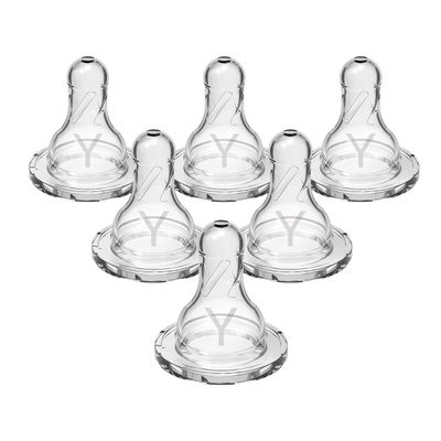 Dr. Browns Natural Flow Y-Cut Narrow Baby Bottle Silicone Nipple, Ideal for Thicker Liquids, 9m+, 100% Silicone Bottle Nipple, 6 Count