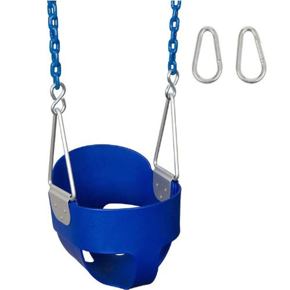 Swing Set Stuff Inc. Highback Full Bucket with 5.5' Coated Chain & SSS Logo Sticker, Blue