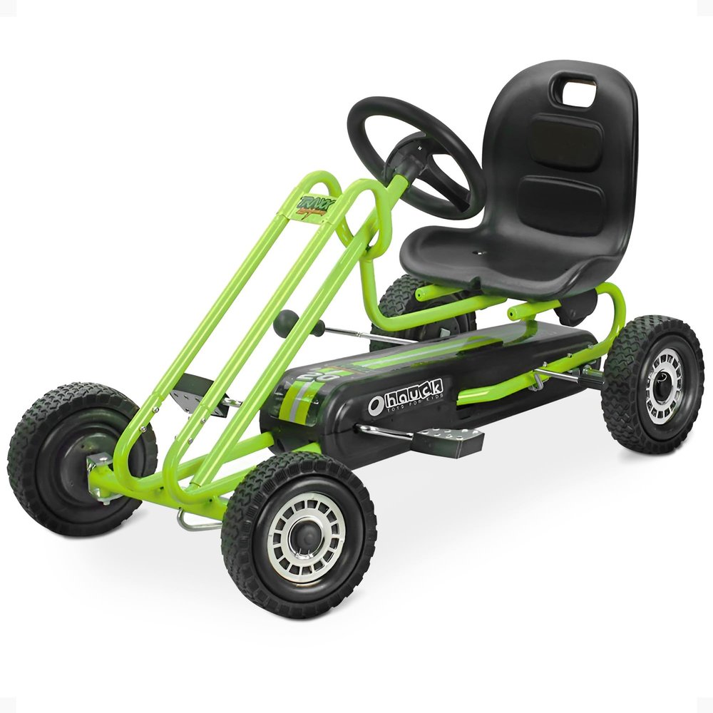 hauck Kids Pedal Go Kart, 4 Wheel Bike Cart, Ride for Ages 4-8, Green- Outdoor Bicycle Karts with Plastic Wheels for Boys and Girls