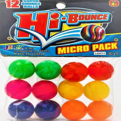 2CHILL Super Hi Bounce Bouncy Balls (1 Pack /12 Balls Assorted Style) JA-RU Small Toys Party Favors Racketball Kids Prize Giveaways Gift Toy Bouncy Balls for Kids Ball Gift Set. 967-1