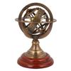 5" Brass Armillary Sphere World Globe Rosewood Base Table Home Decor Gift. view 2