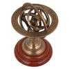 5" Brass Armillary Sphere World Globe Rosewood Base Table Home Decor Gift. view 3