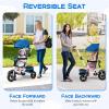 Costzon Tricycle, 5 in 1 Toddler Bike w/Foldable Push Handle, Rotatable Seat, EVA Wheel, Adjustable Canopy, Storage Basket & Bell, Trike for Kids 1-5 Years Old (Blue) view 4