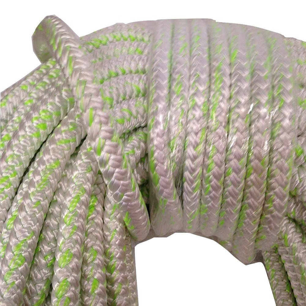 1 Inch by 100 Feet 12 Carrier 24 Strand Polyester Arborist Bull Rope, White Green