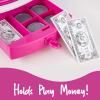 Pretend Play Pink Cash Register Toy - Learn & Play Shopping Kids Toys with Electronic Mic, Scanner, Calculator, Play Food, Fake Money and Basket view 2
