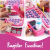 Pretend Play Pink Cash Register Toy - Learn & Play Shopping Kids Toys with Electronic Mic, Scanner, Calculator, Play Food, Fake Money and Basket view 3