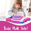 Pretend Play Pink Cash Register Toy - Learn & Play Shopping Kids Toys with Electronic Mic, Scanner, Calculator, Play Food, Fake Money and Basket view 4