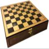 17" High Gloss Chess Storage Board Chest W/ 2 Drawers Dark Walnut and Birdseye Maple Color view 2