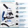 AmScope - Deluxe Student Microscope Set - 40X-1000X Dual Light, Glass Lens, Metal Frame Compound Microscope + Slides + Specimen Preparation Kit + Book - M162C-2L-WM-SP14 view 2