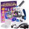 AmScope M162C-2L-PB10-WM"Awarded 2018 Best Students and Kids Microscope Kit" - 40X-1000X Dual Light All Metal Microscope with Slides and Microscope Book, Blue view 1